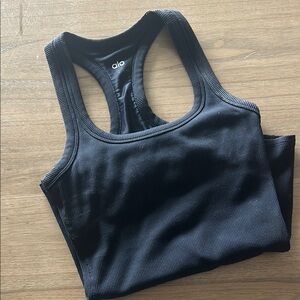 Alo Black Ribbed Tank Top